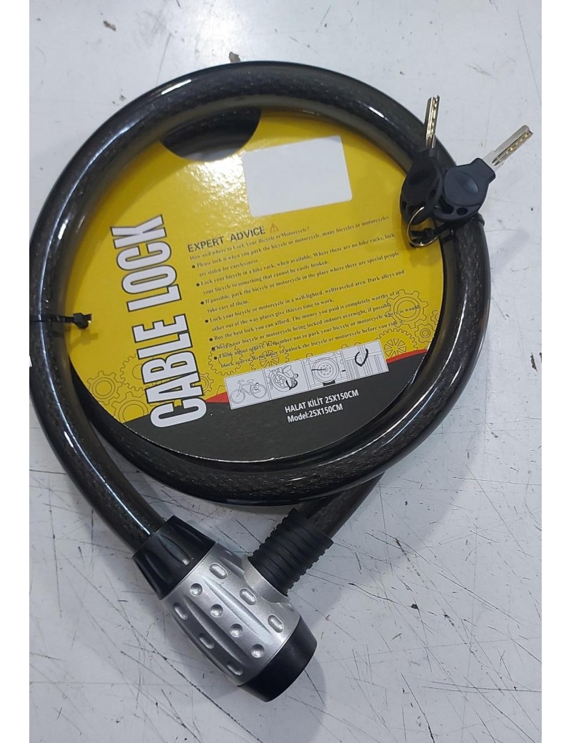 Motosiklet Halat Kilidi 1.5 m Boy 2.5 Cm Kalınlık Silikon Gövde